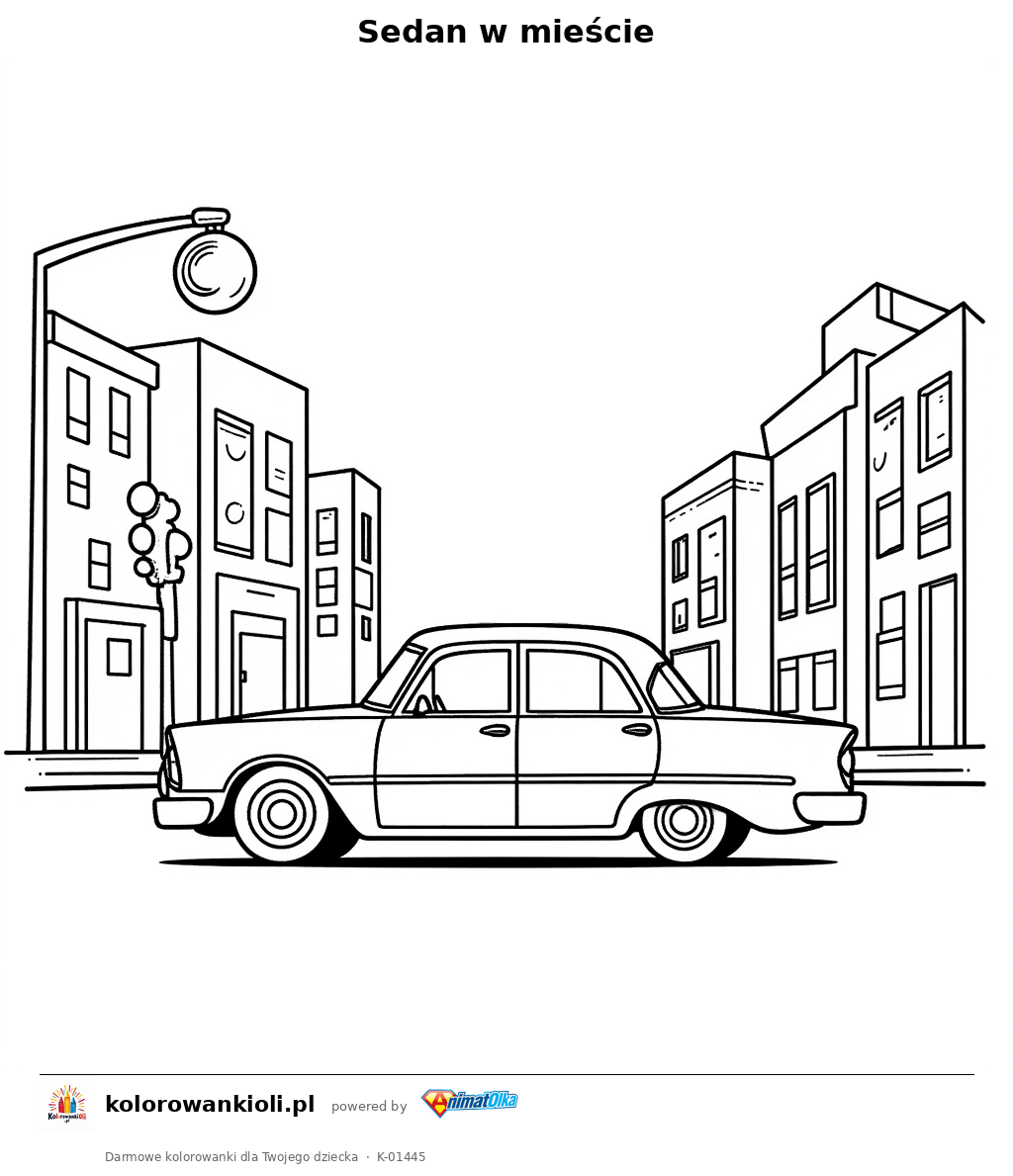 Sedan w mieście — kolorowanka do wydruku dla dzieci