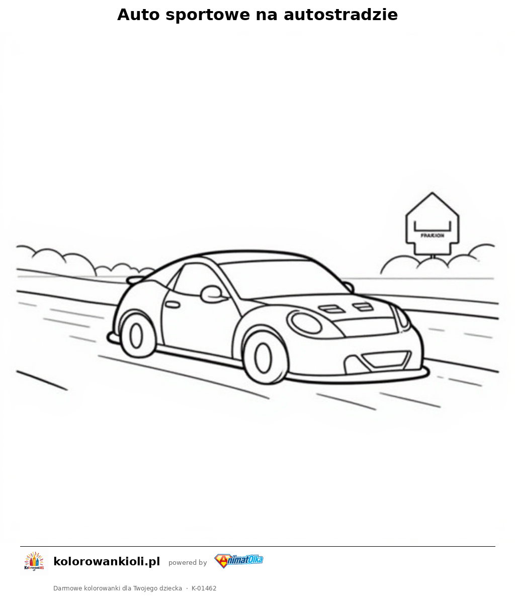 Auto sportowe na autostradzie — kolorowanka do wydruku dla dzieci