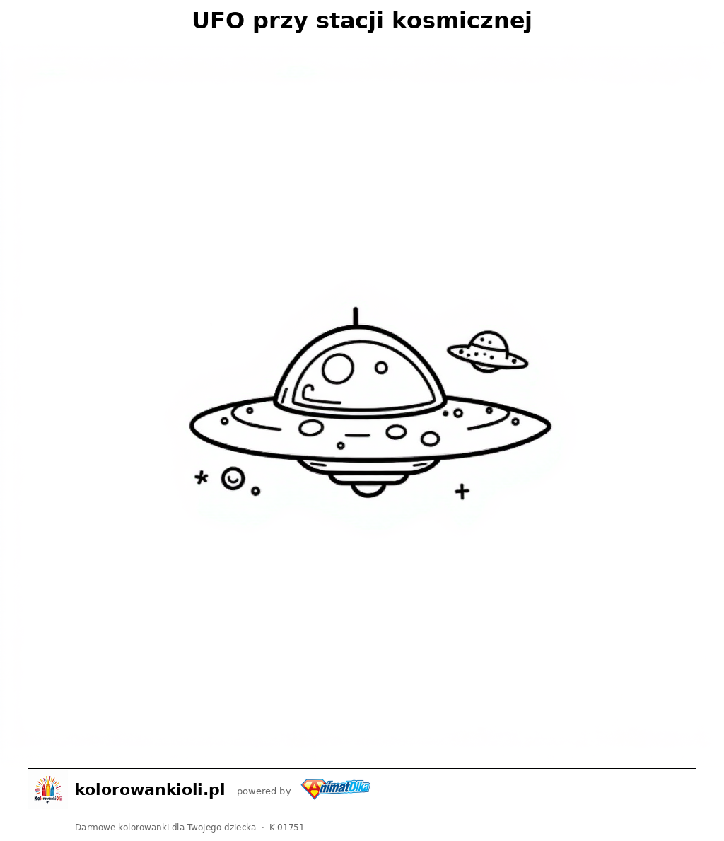 UFO przy stacji kosmicznej — kolorowanka do wydruku dla dzieci