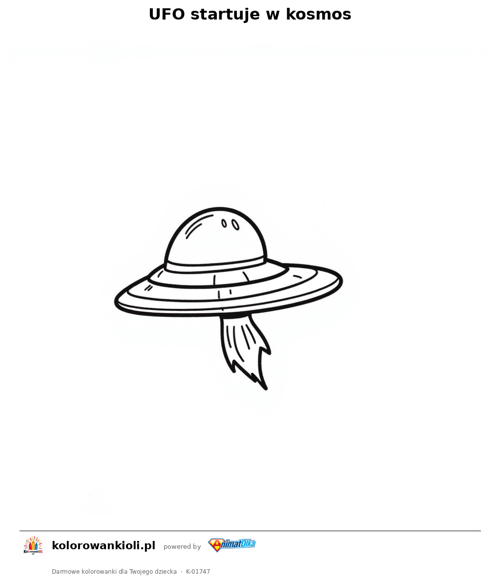 UFO startuje w kosmos — kolorowanka do wydruku dla dzieci