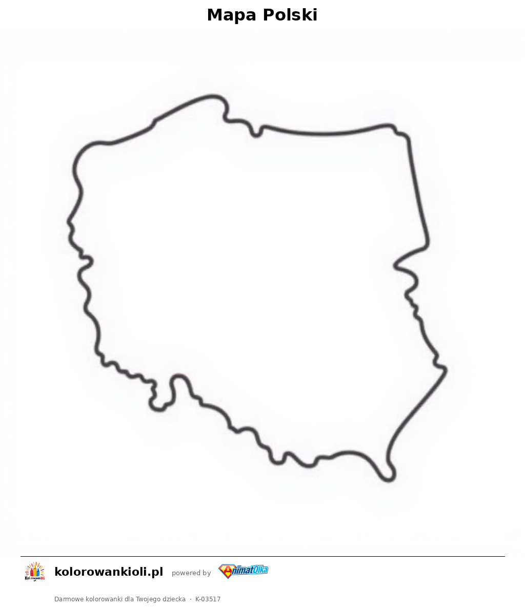 Mapa Polski — kolorowanka do wydruku dla dzieci