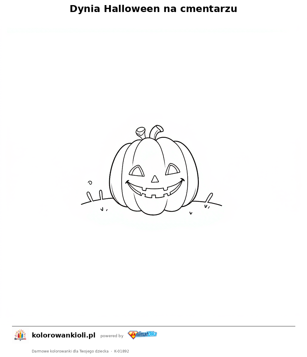 Dynia Halloween na cmentarzu — kolorowanka do wydruku dla dzieci