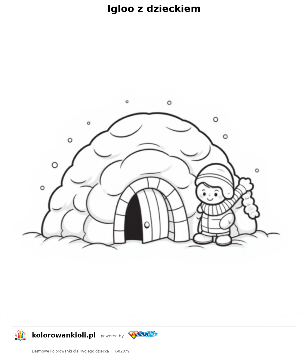 Igloo z dzieckiem — kolorowanka do wydruku dla dzieci