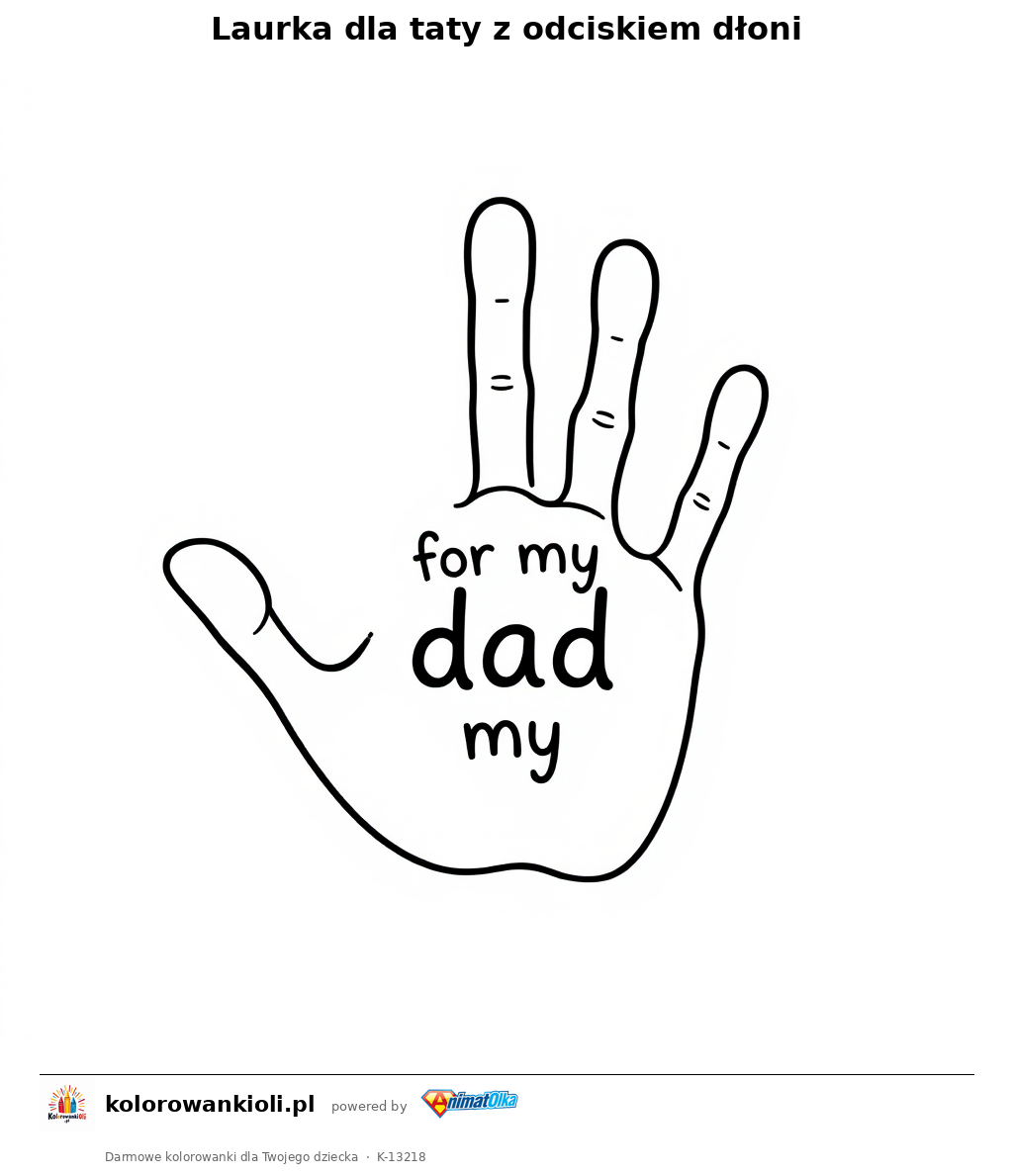 Laurka dla taty z odciskiem dłoni — kolorowanka do wydruku dla dzieci