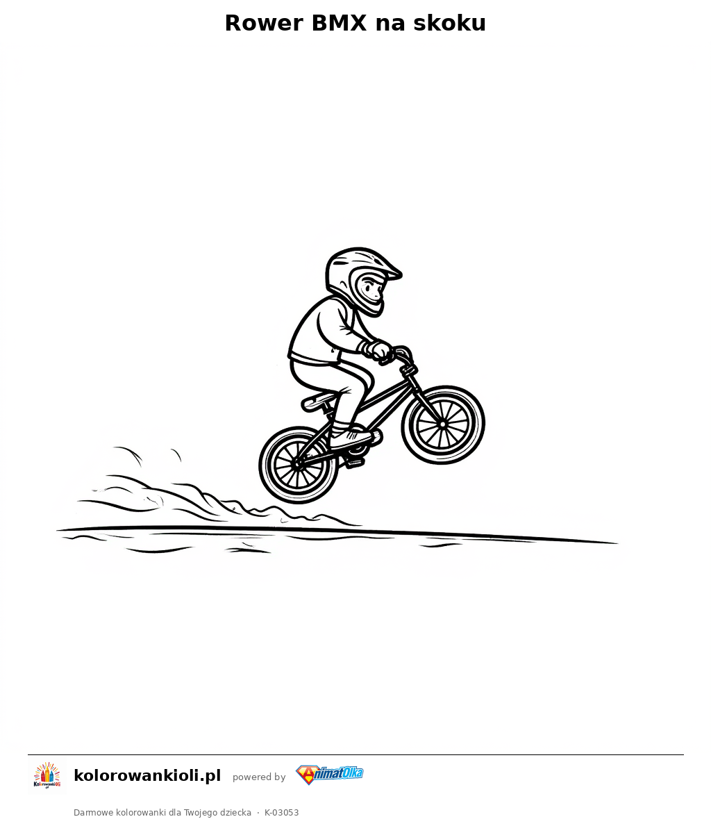 Rower BMX na skoku — kolorowanka do wydruku dla dzieci