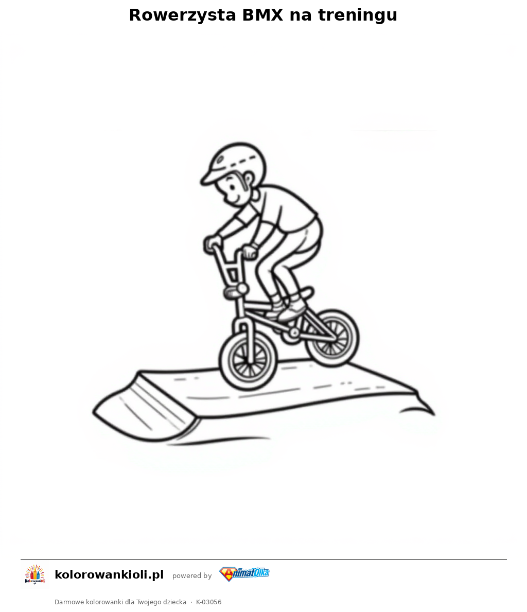 Rowerzysta BMX na treningu — kolorowanka do wydruku dla dzieci