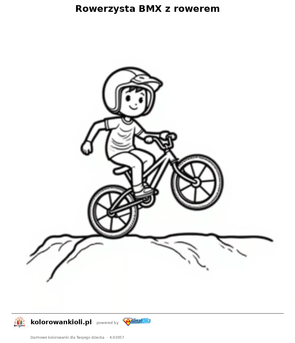 Rowerzysta BMX z rowerem — kolorowanka do wydruku dla dzieci