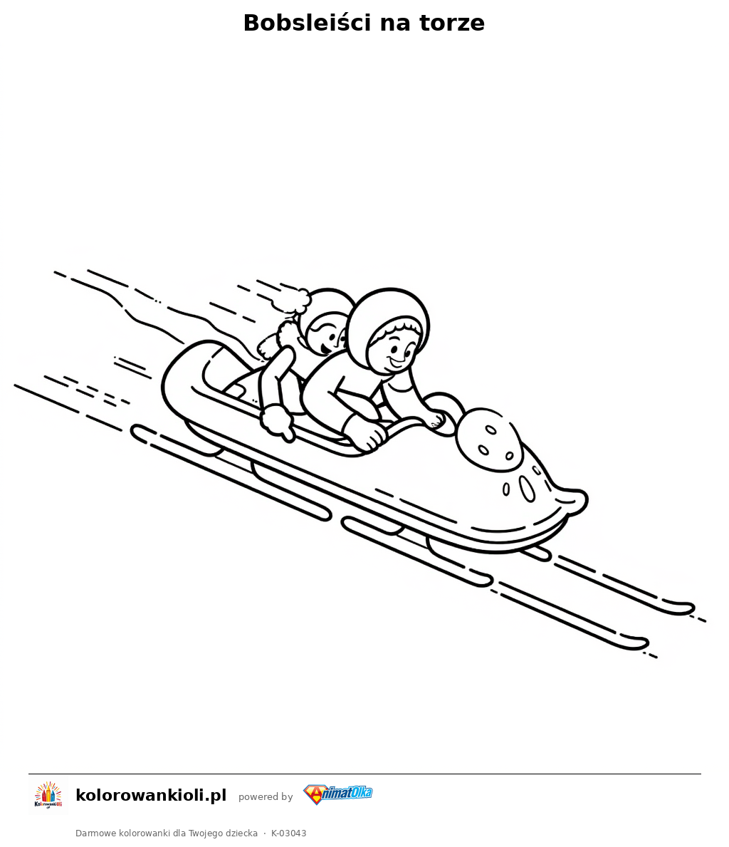 Bobsleiści na torze — kolorowanka do wydruku dla dzieci