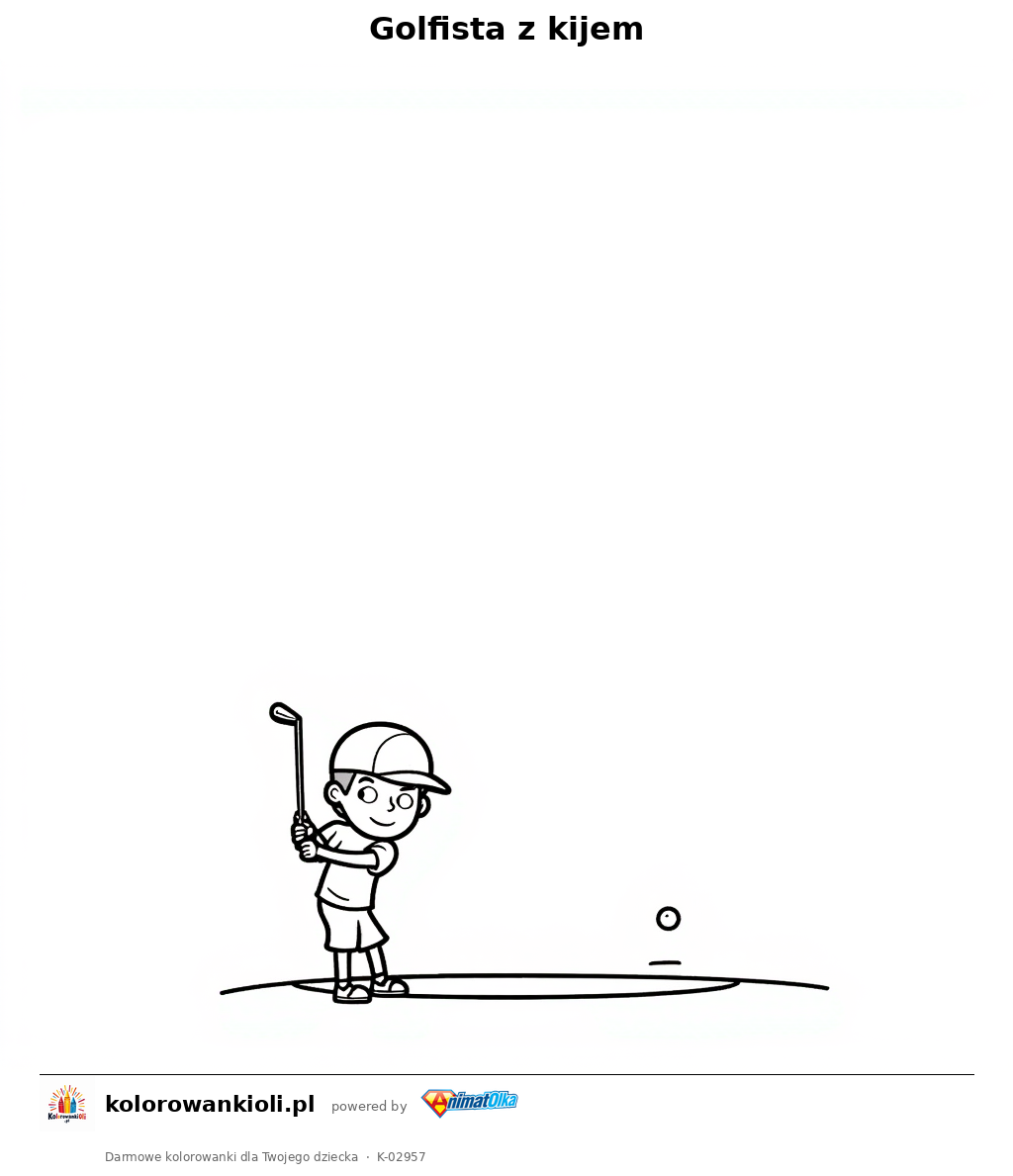 Golfista z kijem — kolorowanka do wydruku dla dzieci