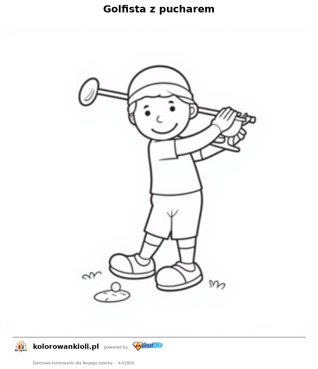 Golfista z pucharem — kolorowanka do wydruku dla dzieci