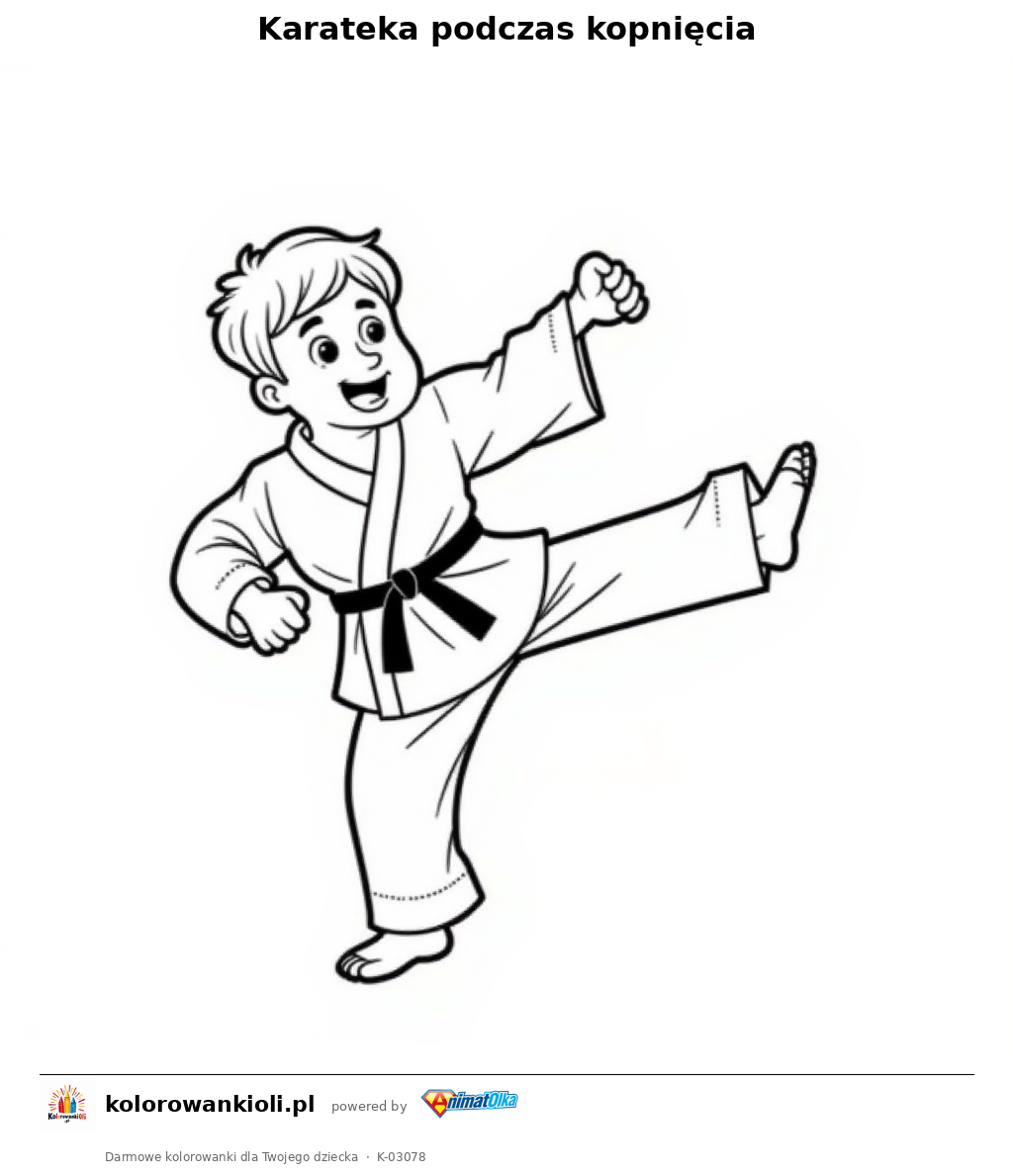 Karateka podczas kopnięcia — kolorowanka do wydruku dla dzieci