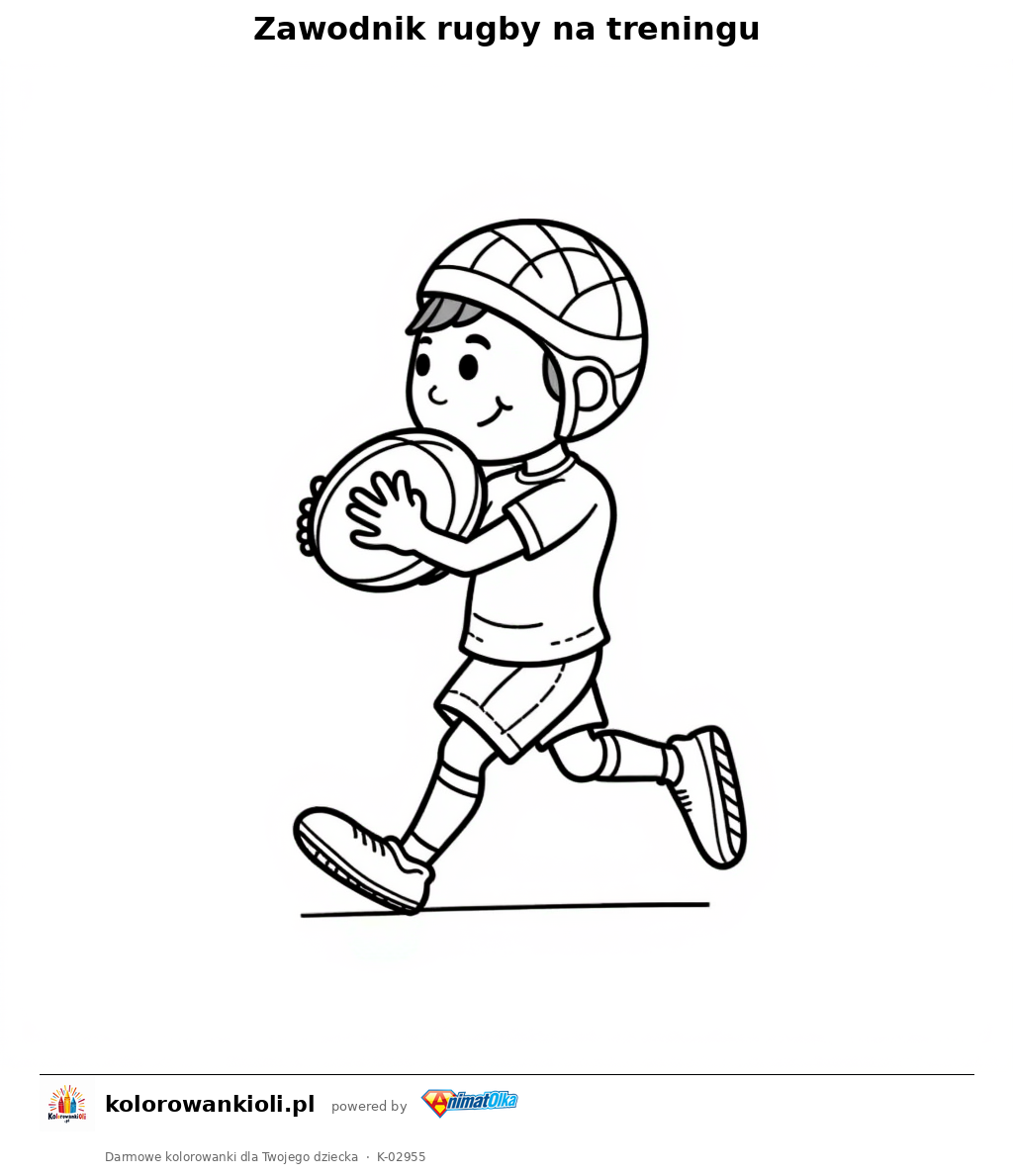Zawodnik rugby na treningu — kolorowanka do wydruku dla dzieci