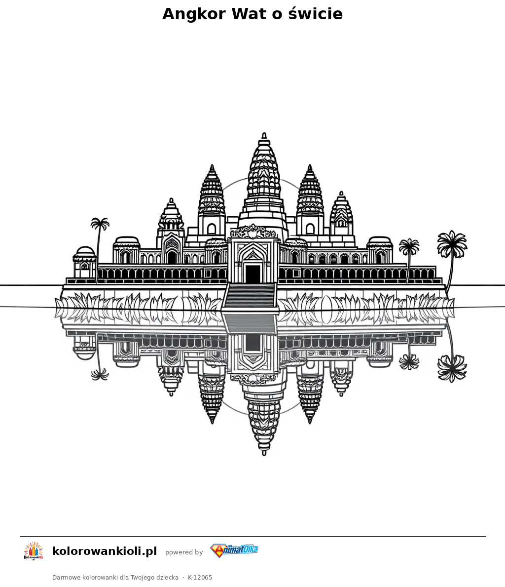 Angkor Wat o świcie — kolorowanka do wydruku dla dzieci