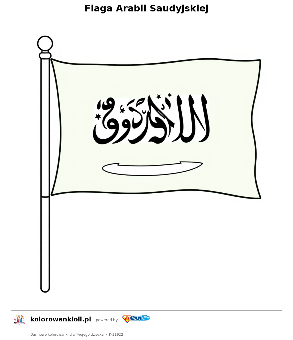 Flaga Arabii Saudyjskiej — kolorowanka do wydruku dla dzieci