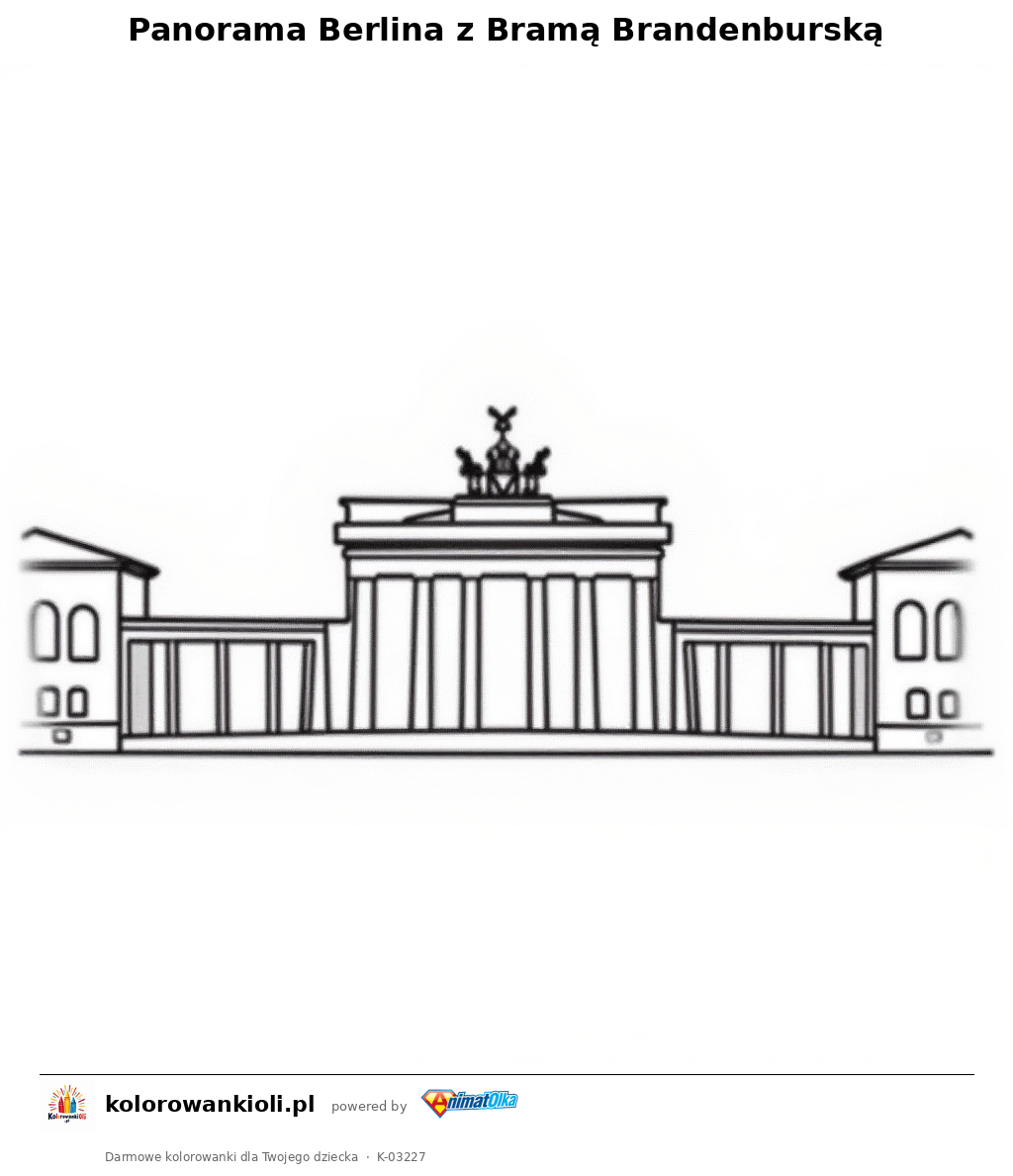 Panorama Berlina z Bramą Brandenburską — kolorowanka do wydruku dla dzieci