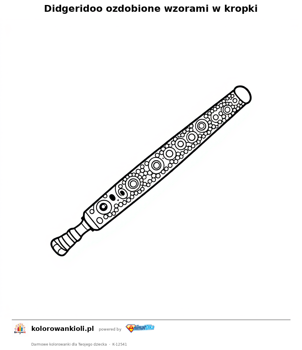 Didgeridoo ozdobione wzorami w kropki — kolorowanka do wydruku dla dzieci
