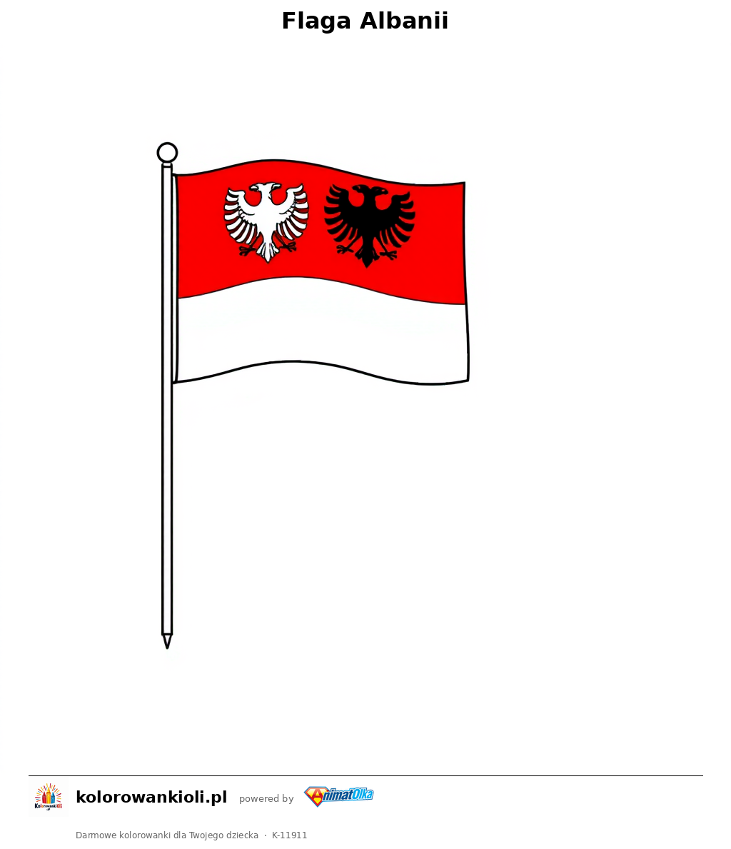 Flaga Albanii — kolorowanka do wydruku dla dzieci