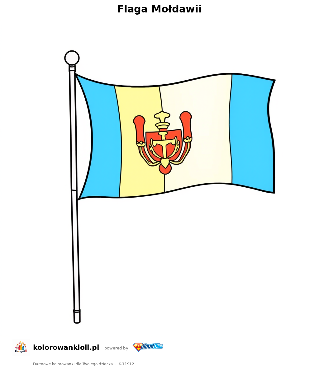 Flaga Moldawii — kolorowanka do wydruku dla dzieci