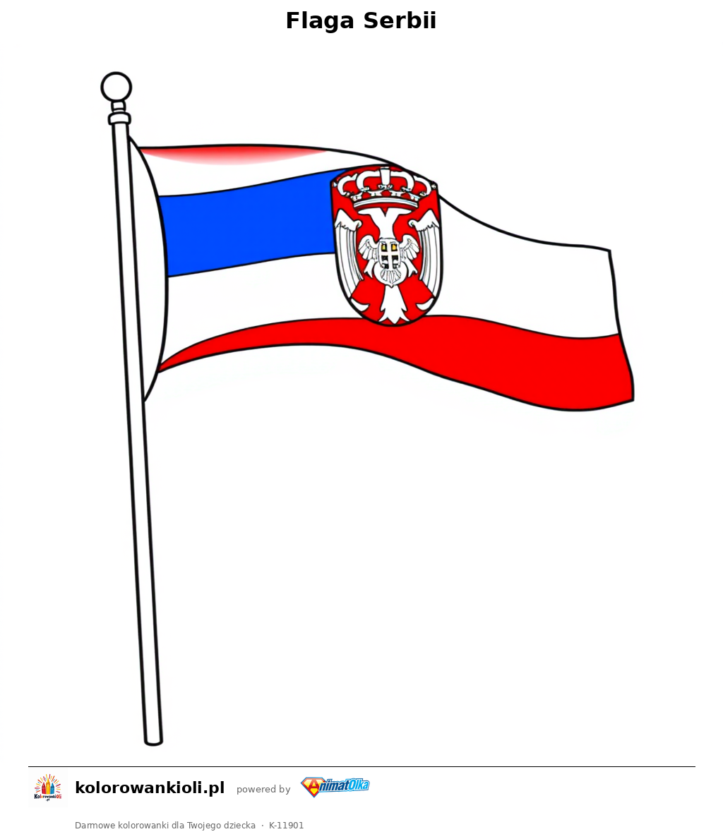 Flaga Serbii — kolorowanka do wydruku dla dzieci