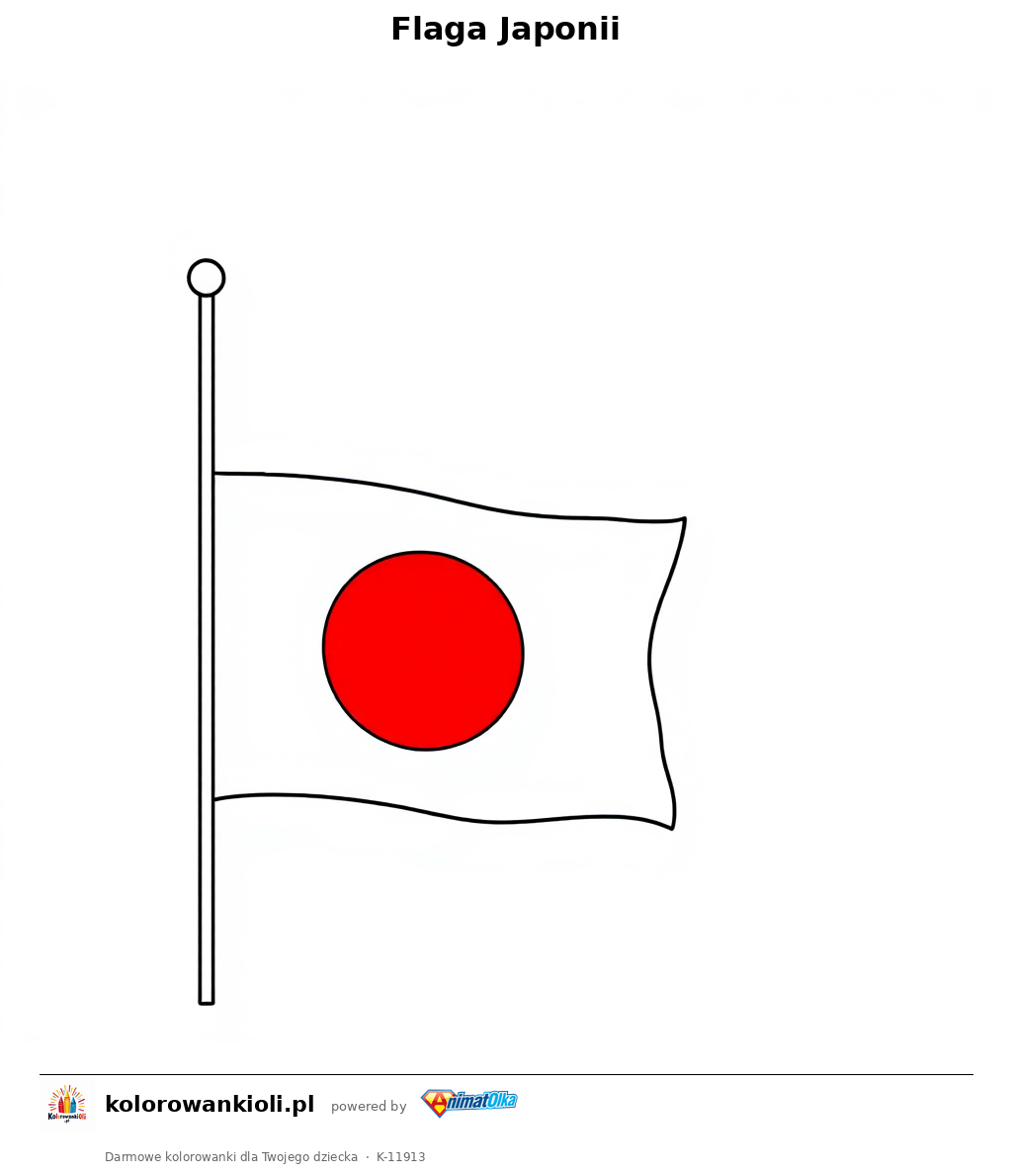 Flaga Japonii — kolorowanka do wydruku dla dzieci