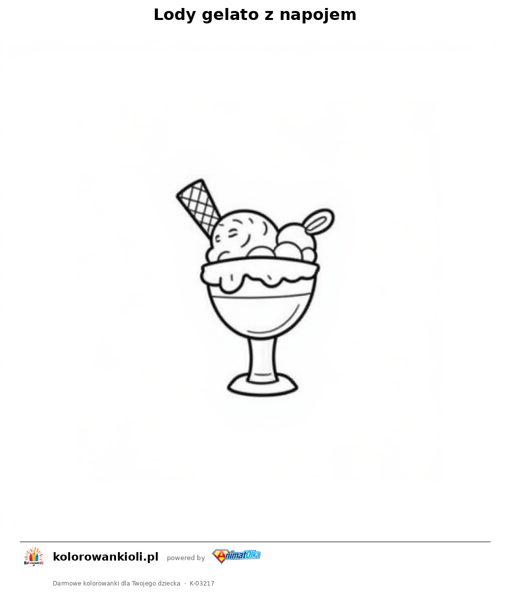 Lody gelato z napojem — kolorowanka do wydruku dla dzieci