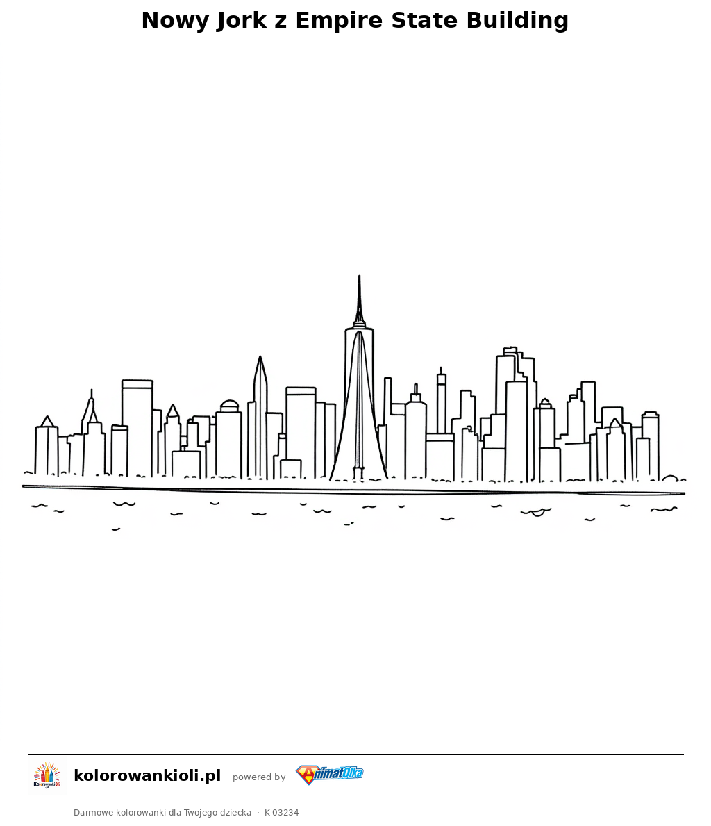 Nowy Jork z Empire State Building — kolorowanka do wydruku dla dzieci