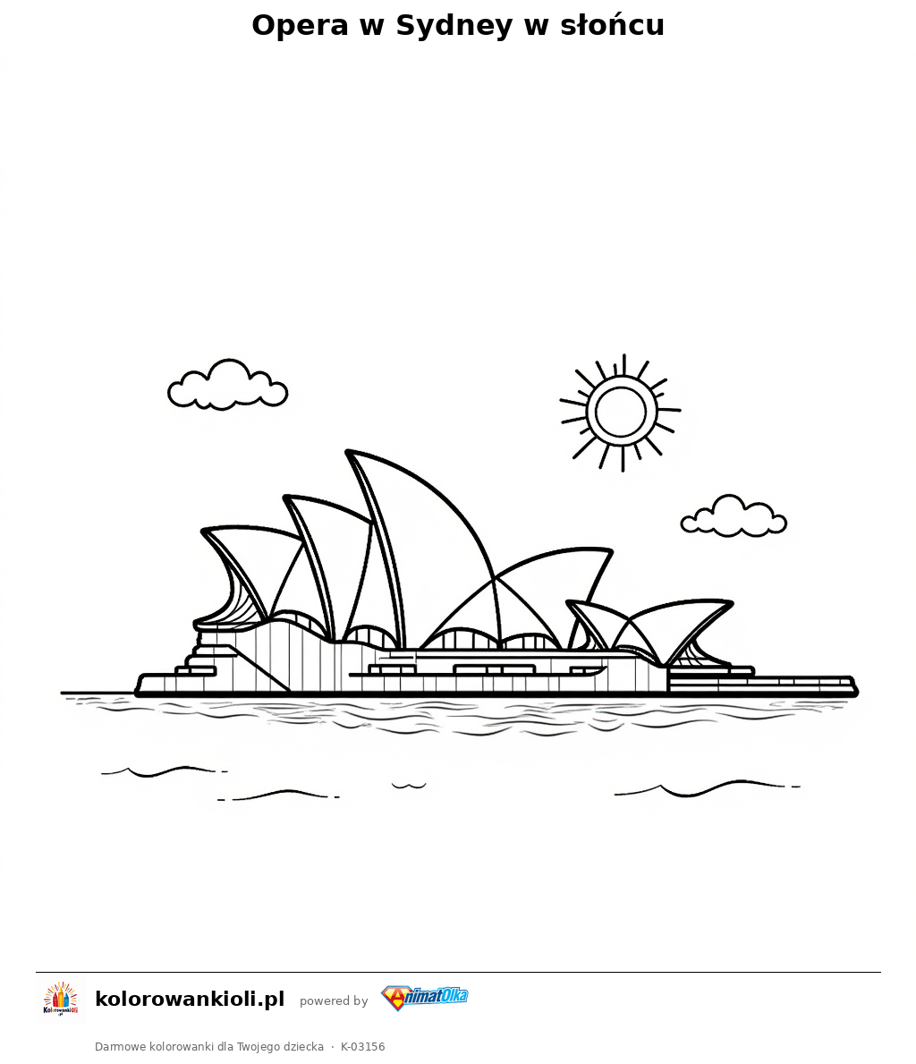Opera w Sydney w słońcu — kolorowanka do wydruku dla dzieci