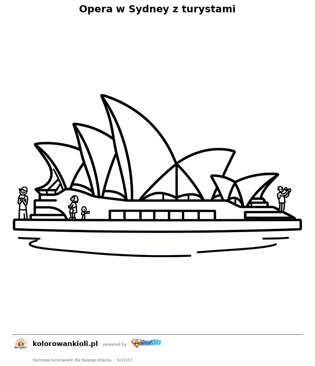 Opera w Sydney z turystami — kolorowanka do wydruku dla dzieci