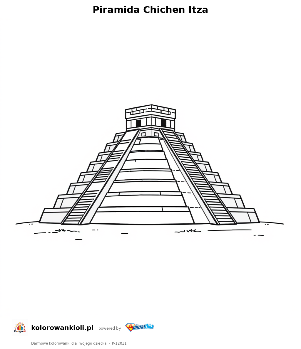 Piramida Chichen Itza — kolorowanka do wydruku dla dzieci