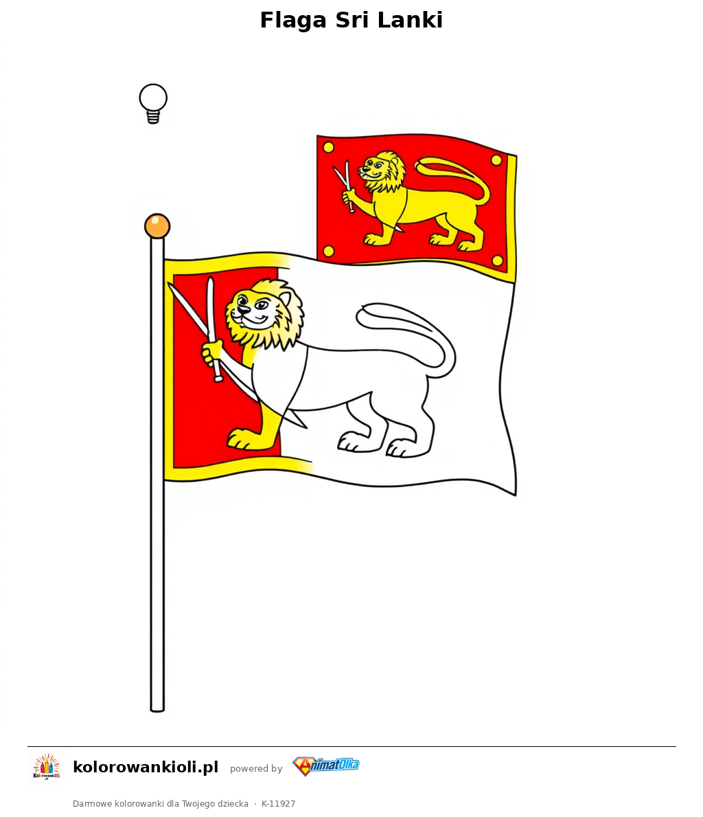 Flaga Sri Lanki — kolorowanka do wydruku dla dzieci