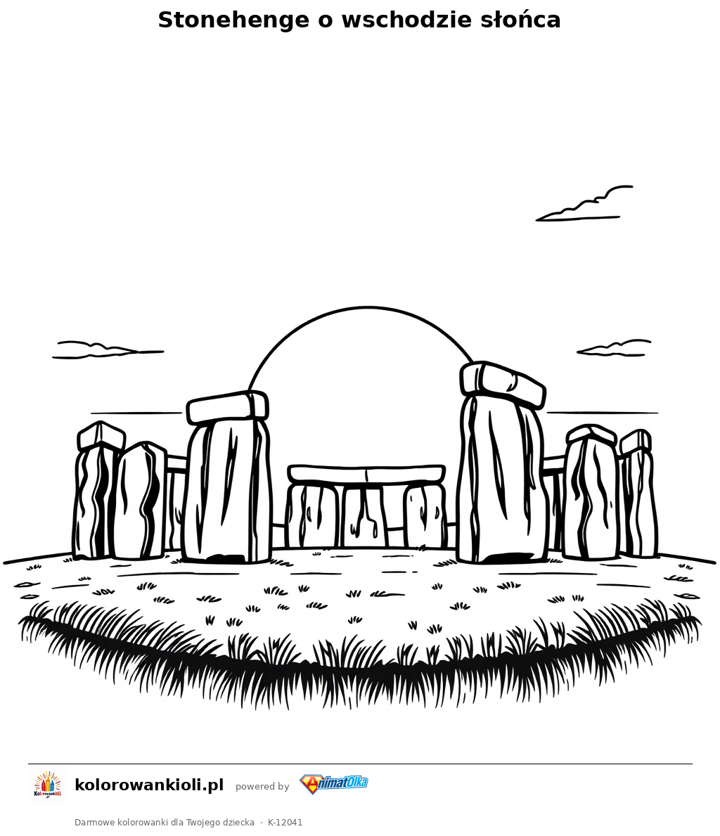 Stonehenge o wschodzie slonca — kolorowanka do wydruku dla dzieci