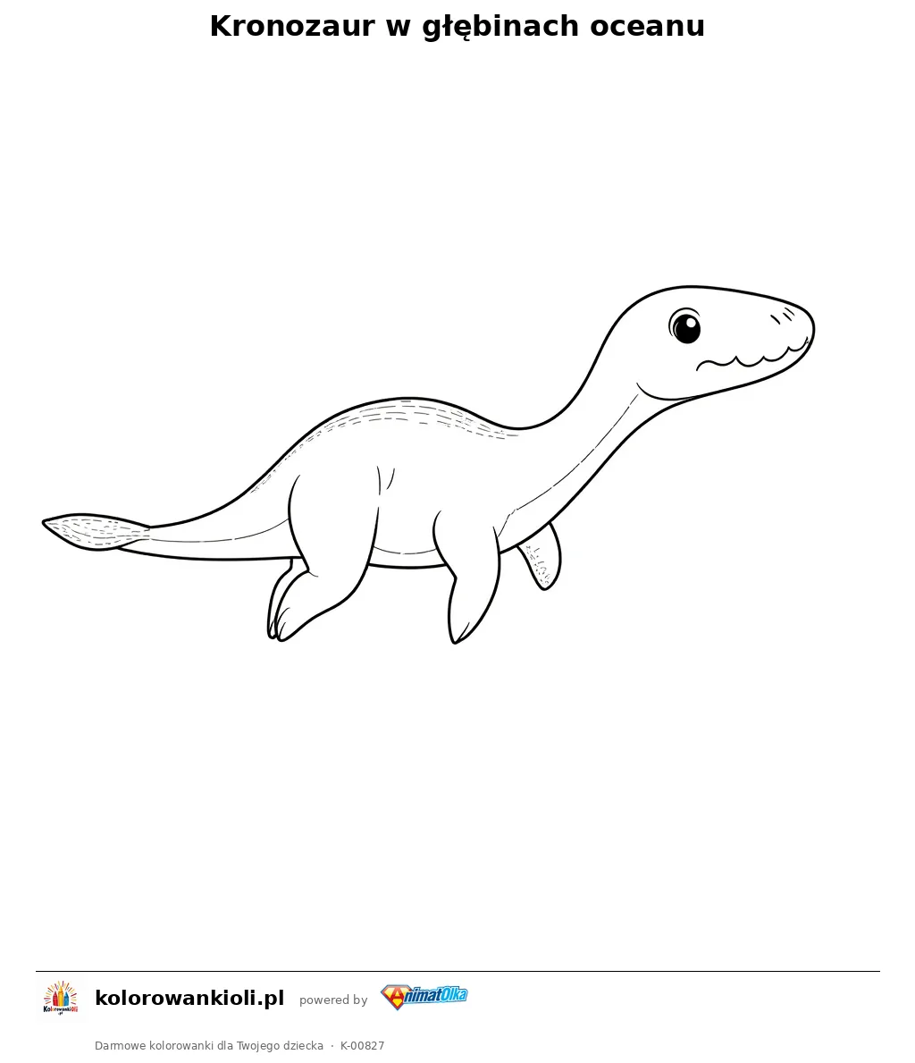 Kronozaur w głębinach oceanu — kolorowanka do wydruku dla dzieci