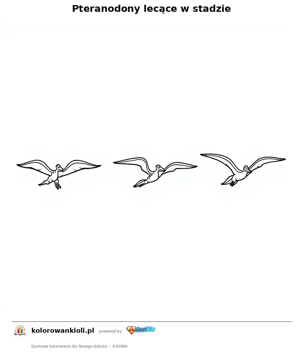 Pteranodony lecące w stadzie — kolorowanka do wydruku dla dzieci