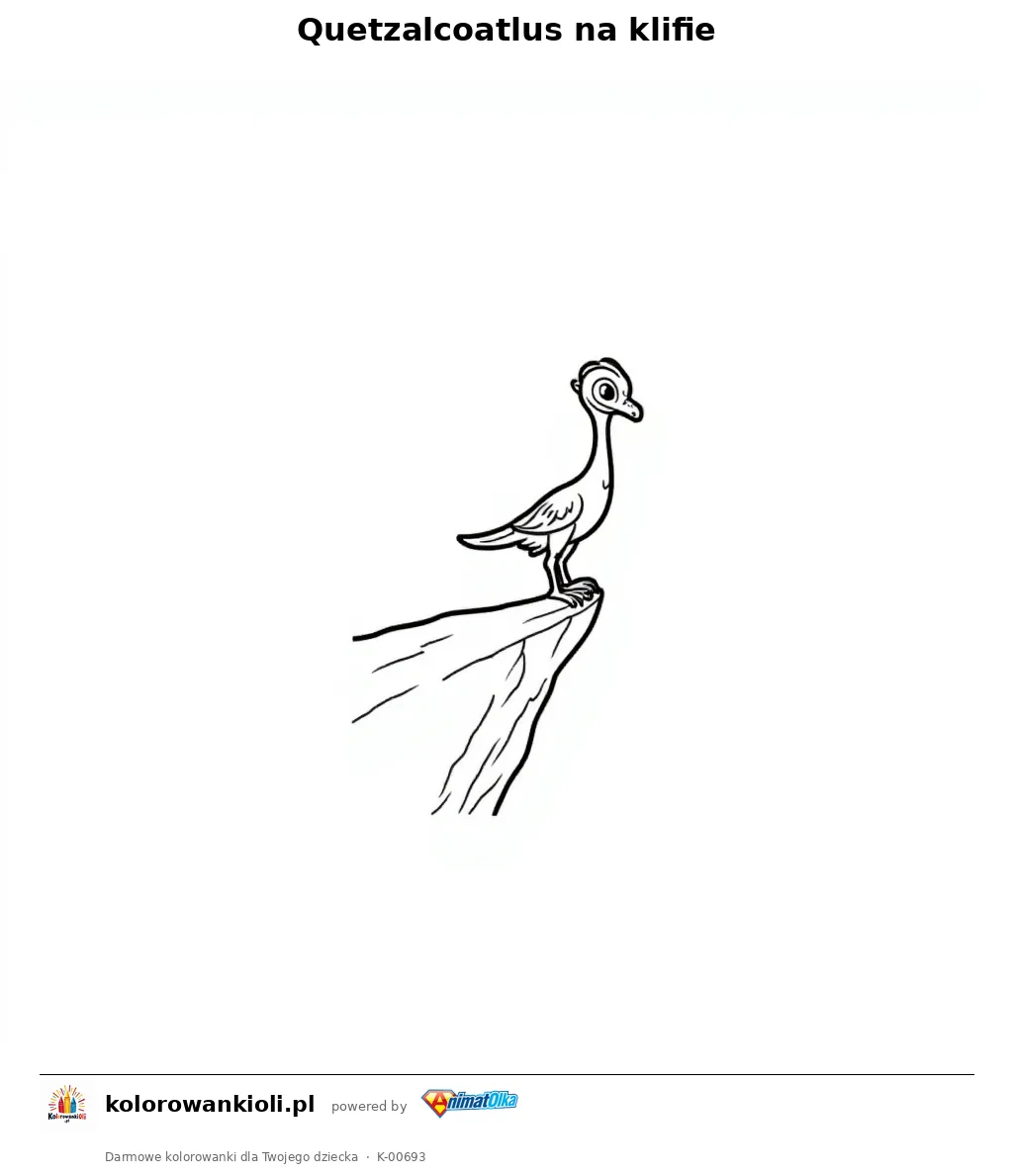 Quetzalcoatlus na klifie — kolorowanka do wydruku dla dzieci
