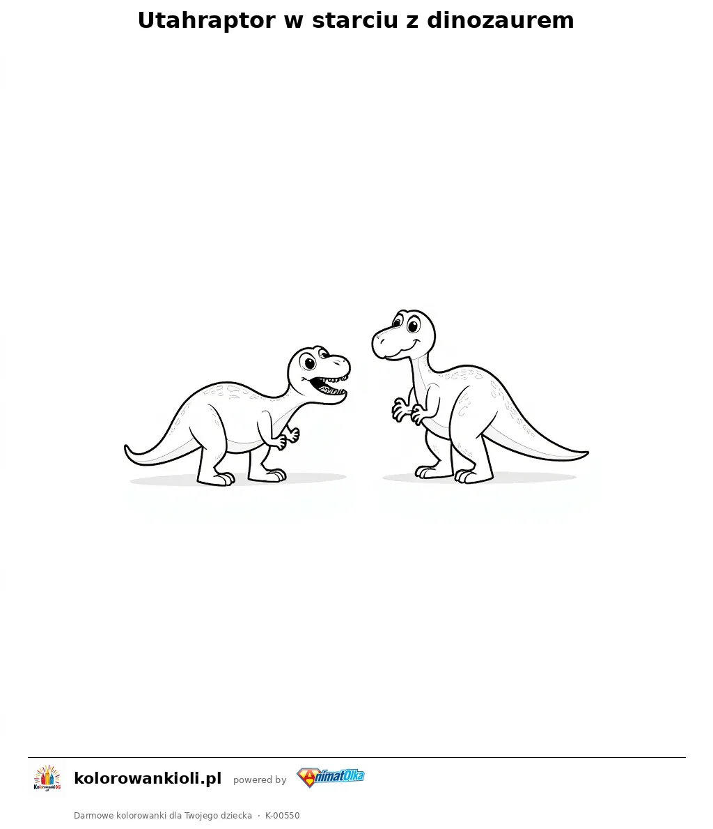 Utahraptor w starciu z dinozaurem — kolorowanka do wydruku dla dzieci