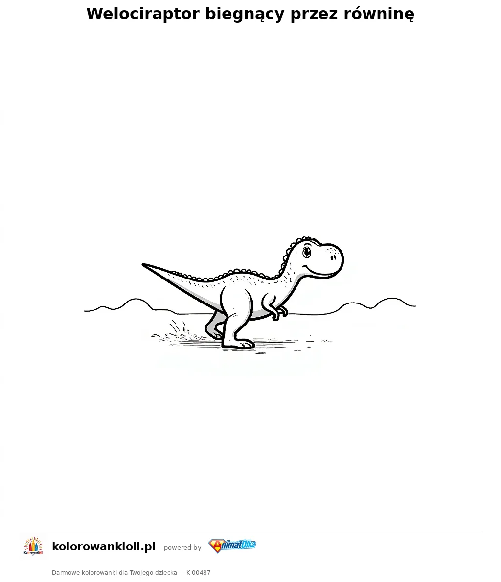 Welociraptor biegnący przez równinę — kolorowanka do wydruku dla dzieci
