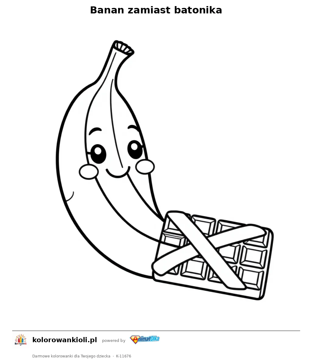 Banan zamiast batonika — kolorowanka do wydruku dla dzieci