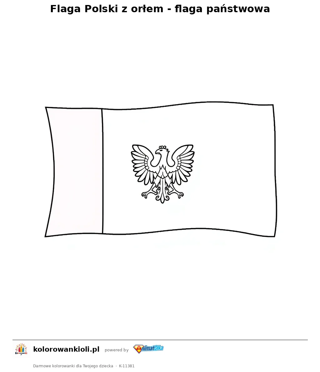 Flaga Polski z orłem - flaga państwowa — kolorowanka do wydruku dla dzieci