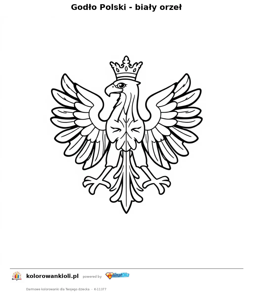 Godło Polski - biały orzeł — kolorowanka do wydruku dla dzieci
