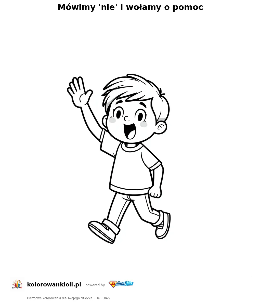Mówimy 'nie' i wołamy o pomoc — kolorowanka do wydruku dla dzieci