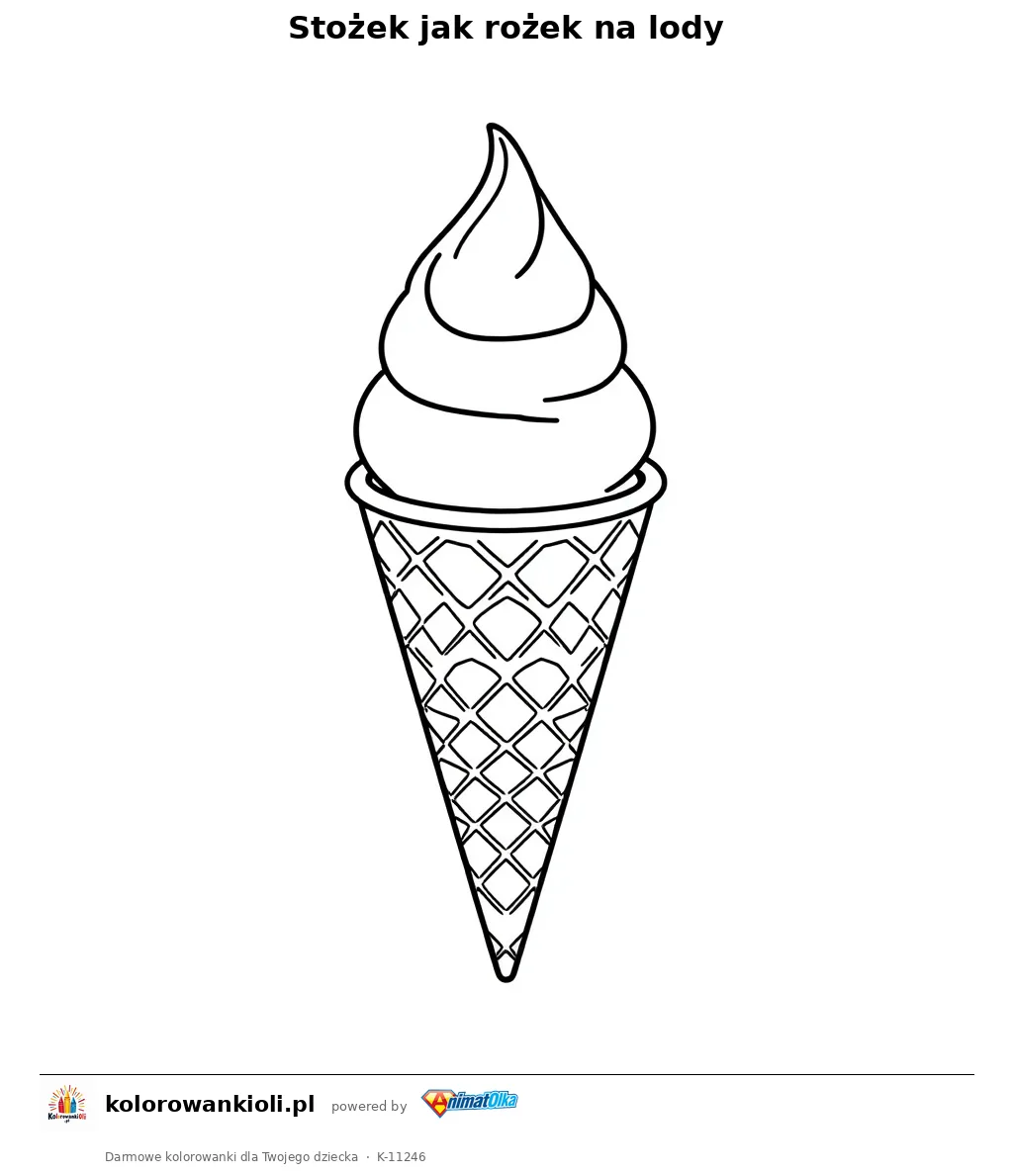 Stozek jak rozek na lody — kolorowanka do wydruku dla dzieci