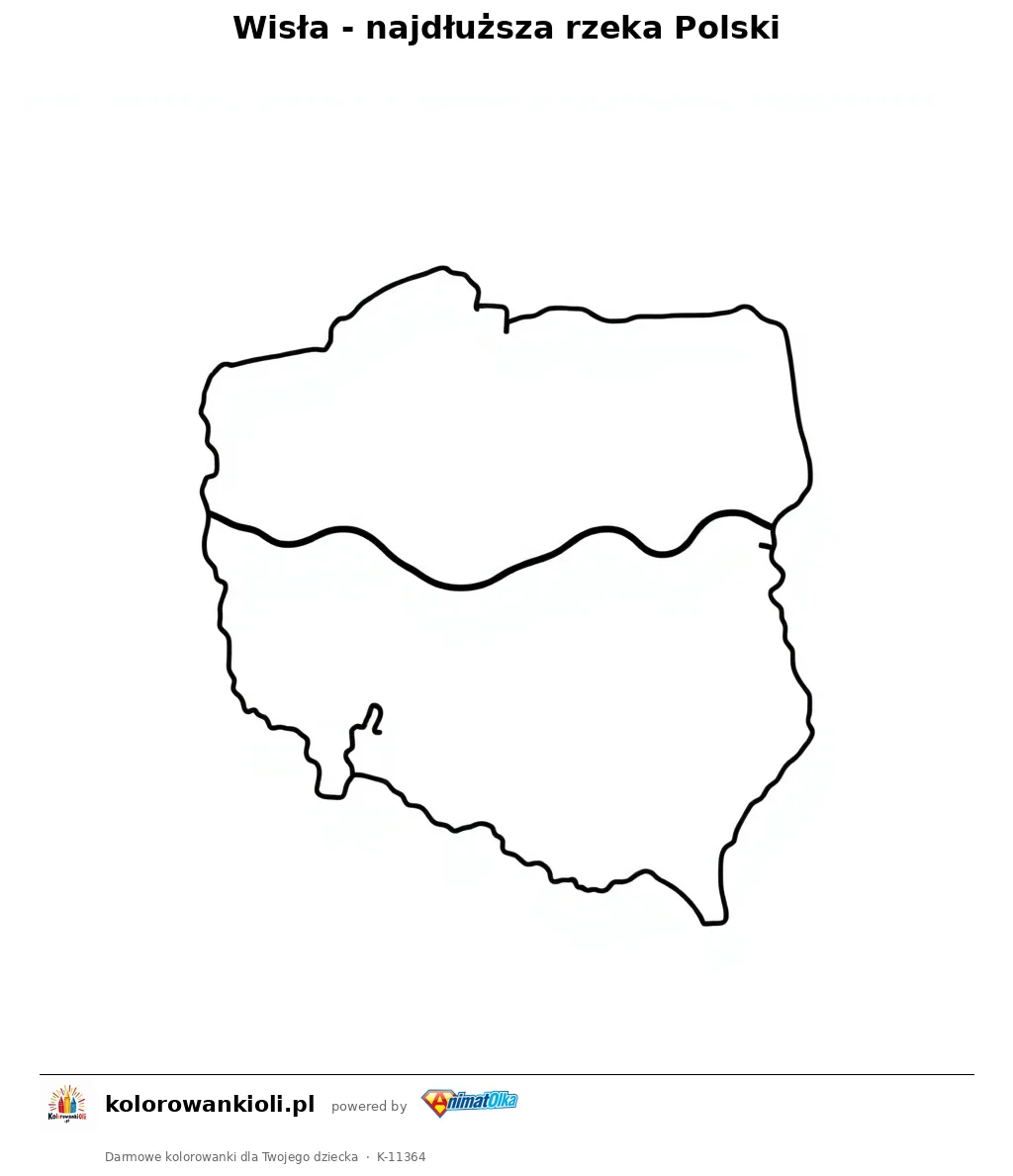 Wisla - najdluzsza rzeka Polski — kolorowanka do wydruku dla dzieci