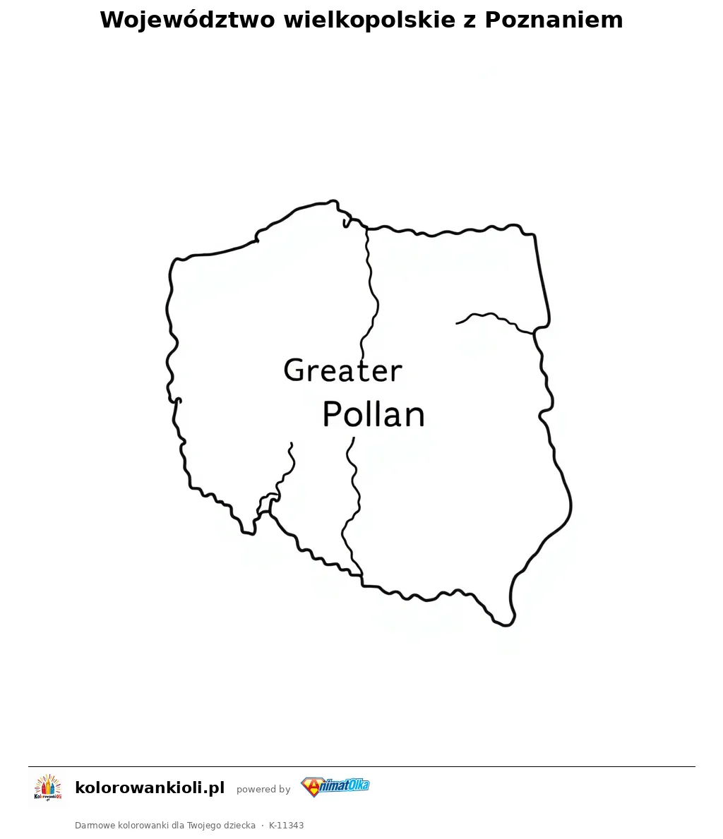 Województwo wielkopolskie z Poznaniem — kolorowanka do wydruku dla dzieci