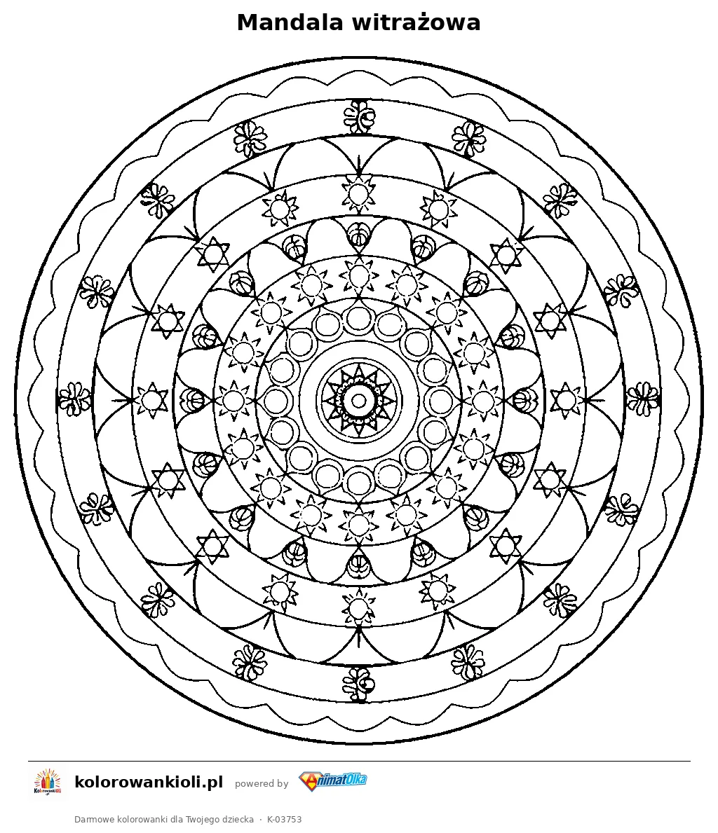Mandala witrażowa — kolorowanka do wydruku dla dzieci