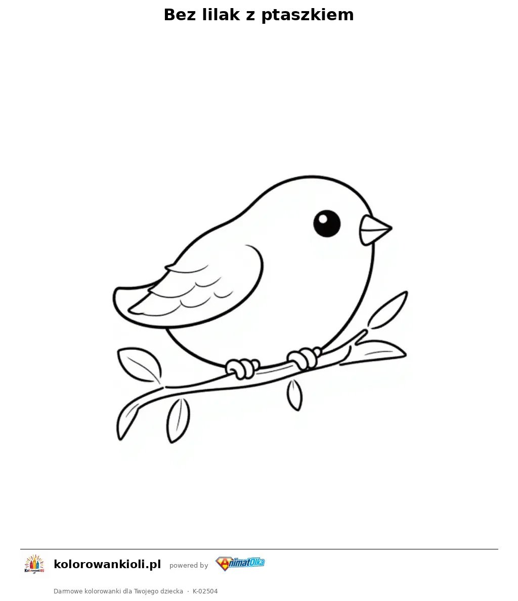 Bez lilak z ptaszkiem — kolorowanka do wydruku dla dzieci