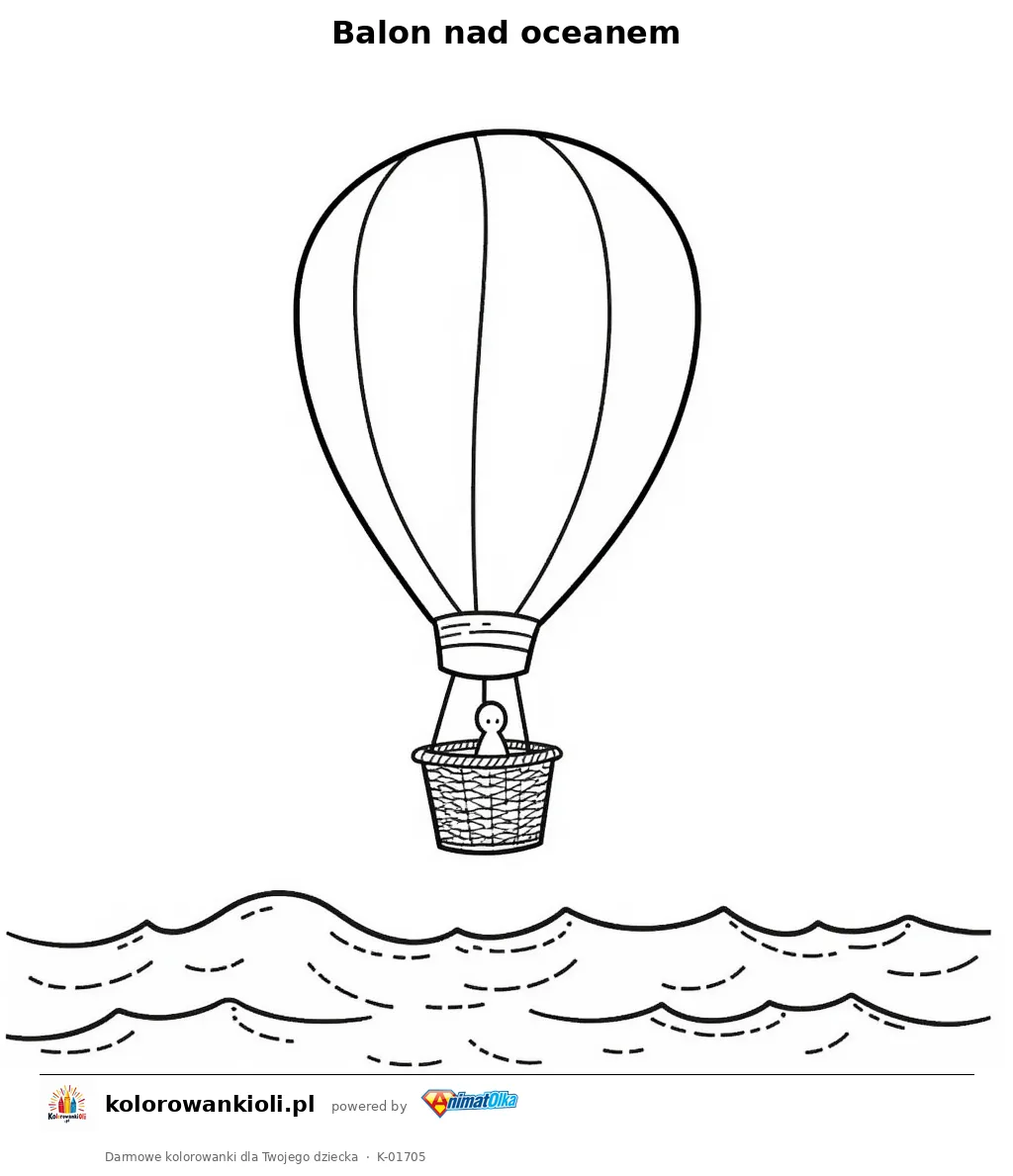 Balon nad oceanem — kolorowanka do wydruku dla dzieci