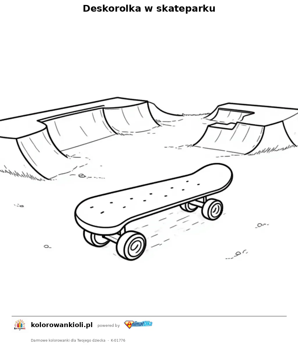Deskorolka w skateparku — kolorowanka do wydruku dla dzieci