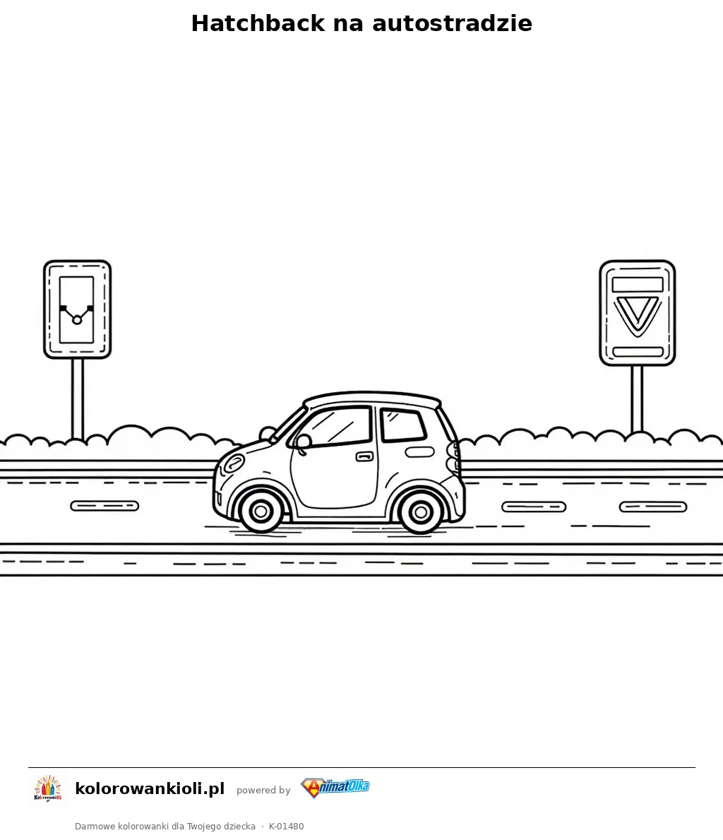 Hatchback na autostradzie — kolorowanka do wydruku dla dzieci
