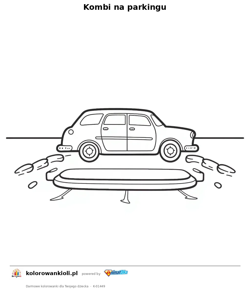 Kombi na parkingu — kolorowanka do wydruku dla dzieci