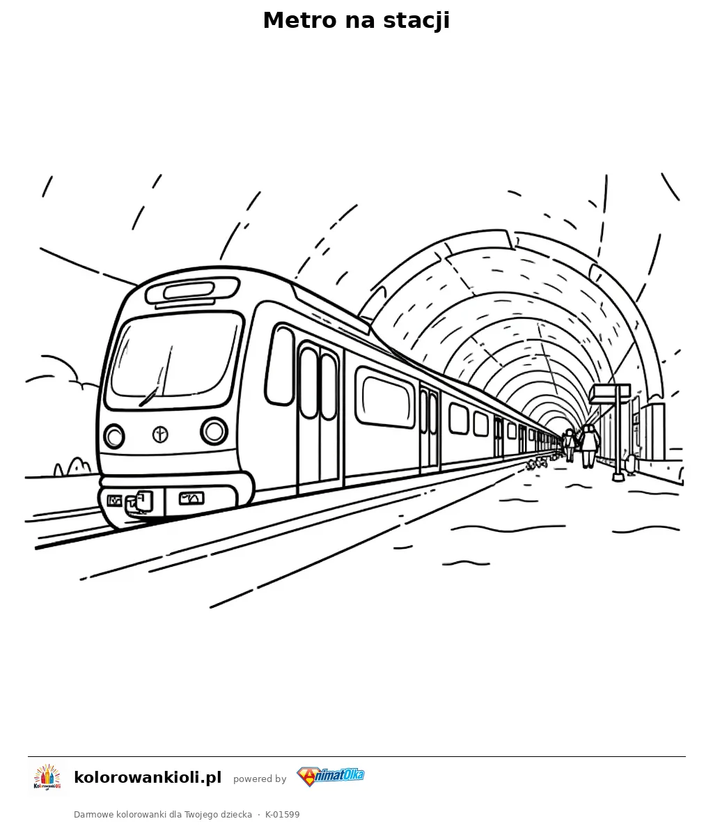 Metro na stacji — kolorowanka do wydruku dla dzieci